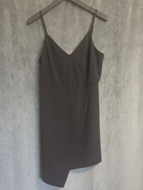 DO+BE Black Asymmetrical Spaghetti-Strap Mini Dress